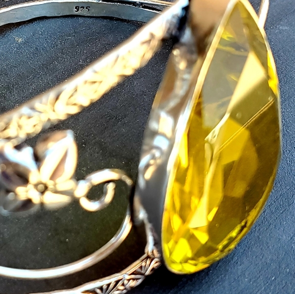 New Citrine 925 Silver Cuff Bracelet. - Picture 6 of 10